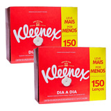 Kit 2 Caixas De Lenço De Papel Kleenex C/ 150 Lenços Suave