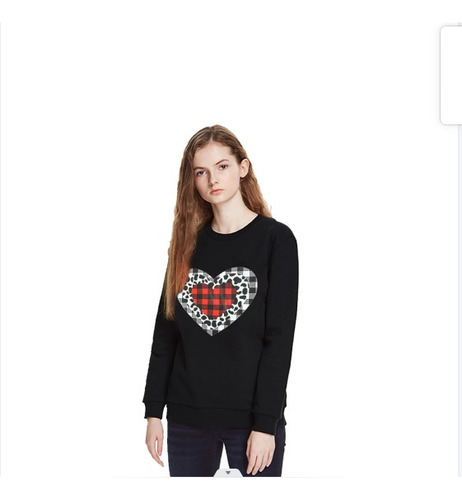 Sudadera De Mujer Negra, Cuello Redondo, Sudadera De Pareja