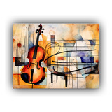 50x40cm Cuadro Abstracto De Piano Y Violín En Acuarela