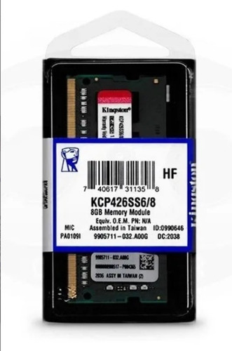  Memoria Kingston Kcp426ss6/8 8gb Ddr4