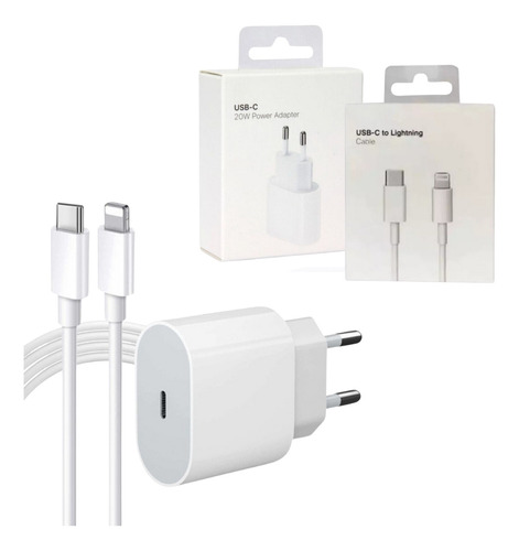 Cabo + Fonte Turbo 20w P/iPhone X Xr 11 12 13 Pro 14 Usb-c