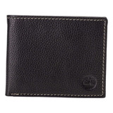 Cartera De Piel Timberland Sportz Passcase Bifold Negra Color Negro Diseño De La Tela Liso