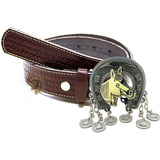 Cinto De Couro Country + Fivela Cavalo Feminina Cowgirl