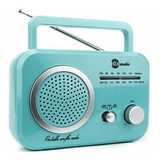 Radio Teal/silver Premium Vintage Portátil Am/fm Con