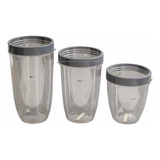 Tres Vasos Diferentes Con Aro Protector Para Nutribullet Kit