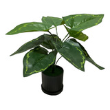 Planta Artificial Hojas Con Maceta, 30cm Hojas Verdes