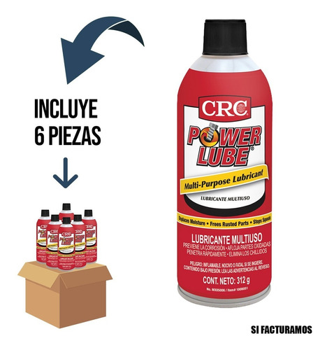 6 Pz Crc Power Lube Lubricante Multiusos 312g/11oz