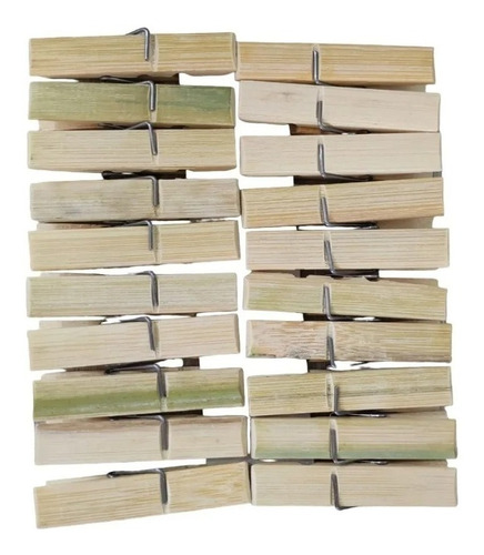 Ganchos X100 Pzs Pinzas Madera Bambú Colgar Ropa Tendedero 