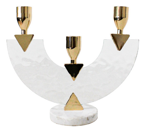 Candelabro De Vidrio Diseño Circulo Incompleto Para 3 Velas 