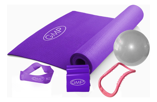 Kit Yoga Completo Mat + 2 Banda + Aro Elongación +pelota Gmp
