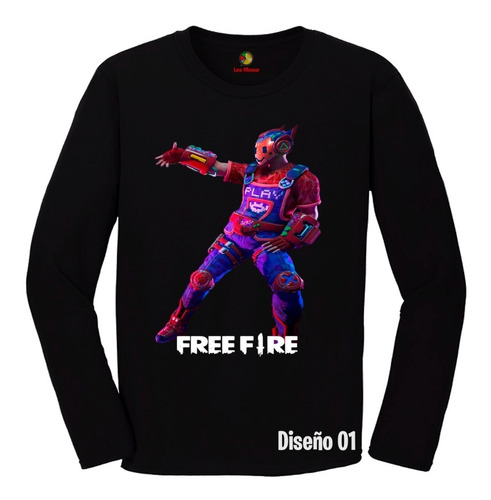 Remera Adulto Free Fire 100% Algodón Mangas Largas