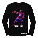 Remeras Free Fire 100% Algodón Mangas Largas