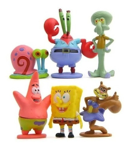 6 Figuras Bob Esponja Patricio Calamardo Gary Juguetes