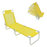 Cadeira Espreguiçadeira Praia Piscinas Textilene Amarelo