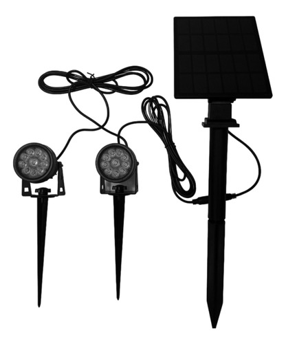 Pack X2 Estacas Led Jardín 2w Fría + Panel Solar Candela E A