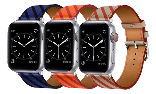 Correa De Piel Para Apple Watch Band Series 8/7/6/ultra 3pzs