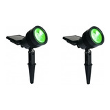 Kit 02 Luminária Solar Espeto Spot Solar Superled 20lm Verde