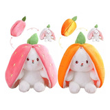 Conejo De Peluche De Zanahoria/fresa De Reversible 2pcs 20cm