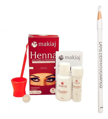 Kit Sobrancelha Henna Makiaj E Lápis Branco Dermatografico