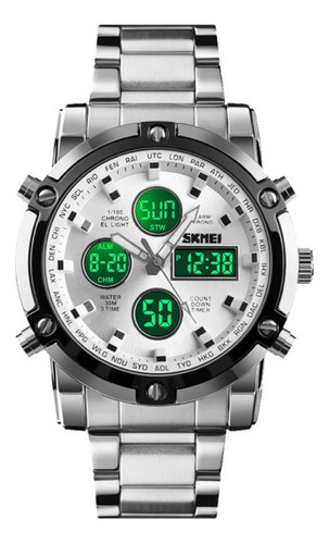 Reloj Digital Skmei Hombre Acero Inoxidable Contra El Agua.