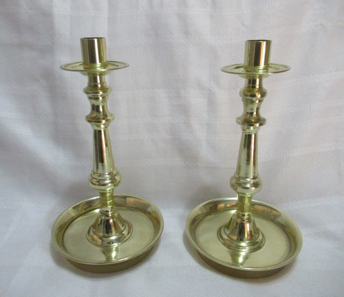 Elegante Par Candelabros De Mesa De Bronce Alto 23,50 Cm