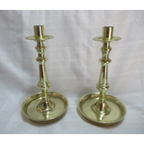 Elegante Par Candelabros De Mesa De Bronce Alto 23,50 Cm