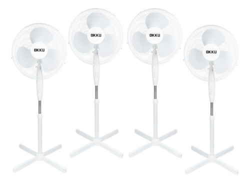 Ventilador Pedestal 16 Pul 3 Vel Kit 4 Piezas Okku Plástico Estructura Blanco Aspas Blanco Diámetro 16   Frecuencia 60