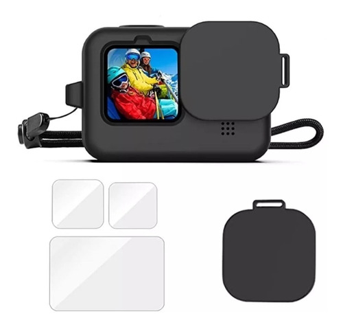 Kit Para Gopro Hero 9 Carcasa/vidrios Templado/ Tapa Lente 