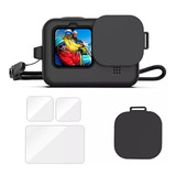 Kit Para Gopro Hero 10 Carcasa/vidrios Templado/ Tapa Lente 