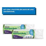Kit C/2 Bobinas P/ Lixo Sustentável 15l C/60 Sacos Reforçado