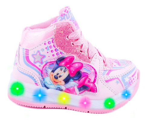 Tenis Bota Luces Leds Mimie Mouse Modernos 344-rp Rosas