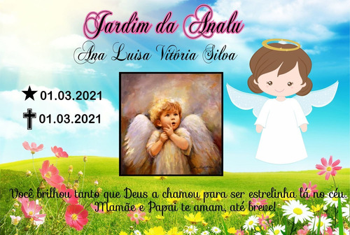 Placa Para Lapide Infantil Filho Identificação 20 X 30 Cm 