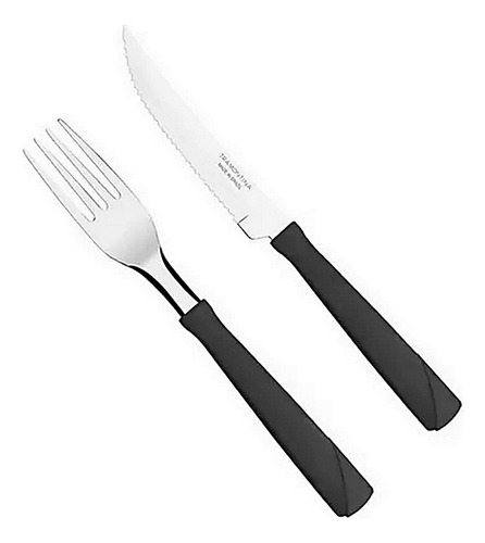 Set X24 Cuchillo Tenedor New Kolor Tramontina Negro Azul