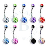 Piercing Ombligo Doble Strass X 2 Aritos Acero Quirurgico