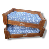 Cama De Madera Para Perros Con Colchón Reversible 75x60