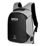 Mochila Antirrobo Impermeable Spica M-20  Modelo Urbano De Color Gris Tela Poliéster