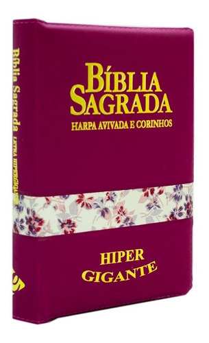 Bíblia Sagrada Letra Hipergigante Rc Harpa E Corinhos Pink  Capa Zíper 