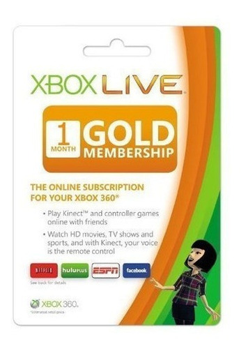 Tarjeta De Membresía Gold De 1 Mes De Xbox Live