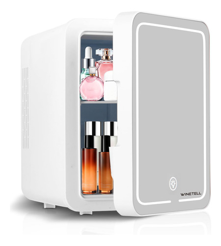 Mini Refrigerador De Maquillaje Con Espejo Led Regulable De