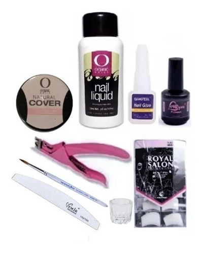 Kit Uñas Acrilicas Organic Nails, Monom 60ml Uñas Acrilicas.