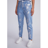 Jeans Mujer Azul Mom Metalizados Sioux