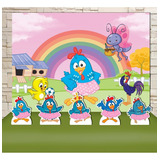 Kit Painel+display Festa Infantil Galinha Pintadinha Rosa