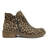 Bota Mujer Cuero Natural Nobuk Animal Print Chita Bucco Mora