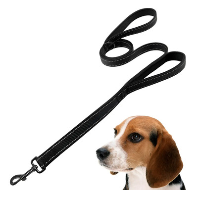 Correa Para Perro Mascretta Nylon Negro 1.4m Doble Agarradera Entrenamiento
