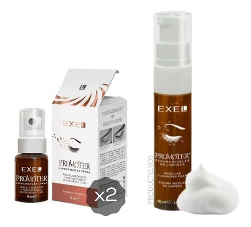 Exel Promoter Crecimiento Pestañas X2 Unid + Espuma Micelar