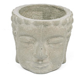 Vaso De Concreto Artesanal Decorativo Buda 10cm Cinza