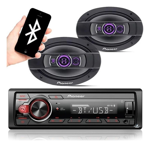 Kit Som Pioneer Radio Mvh-s218bt Bluetooth + 2 Falante 69
