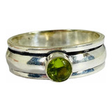 Anillo Plata India Spinner Peridoto Natural Hombre / Mujer