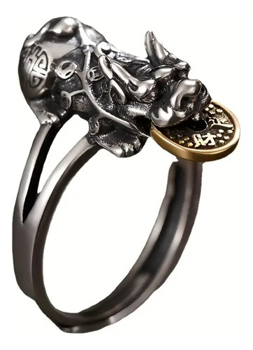 Anillo Fortuna Dragón Pixiu Vintage Hombre Mujer Ajustable