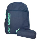 Mochila E Estojo Menino E Menina Juvenil Cor Marinho Vapor Green Olympikus Nova 16 L